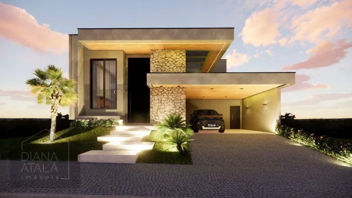 Casa Terrea com 3 Quartos e 3 Suítes, Piscina, Energia Fotovoltaica no Condomínio Bosque d