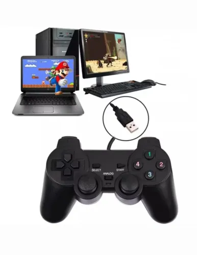 Controle modelo Ps2 Com Entrada Usb Para Pc, Notebook E Game Retro Cor Preto