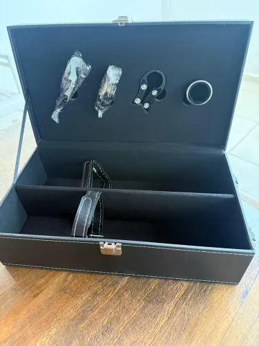 Maleta Porta Vinho Couro ecol.para duas garrafas