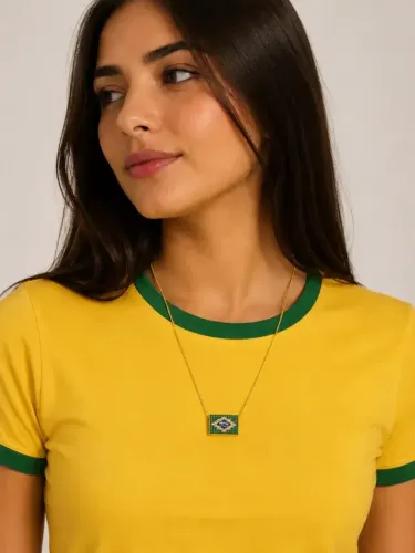 Colar Essência do Brasil Dourado - Edição Especial Copa