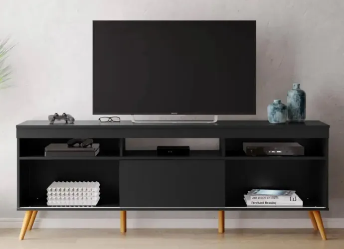 Rack preto para sala