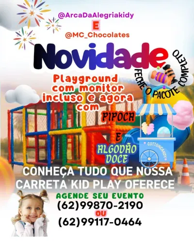 Arca da alegria pipoca e algodão doce 