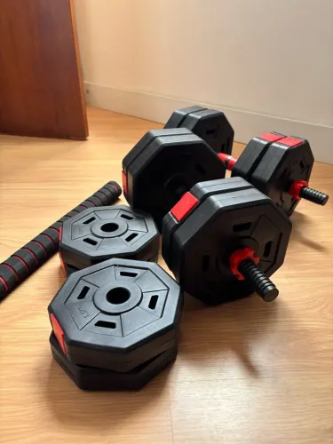 Kit Halter e Peso de Musculação Academia