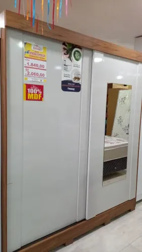 Guarda roupa ilhéus 2 portas,3 gavetas , cabideiro,organizador e com espelho,100% MDF 