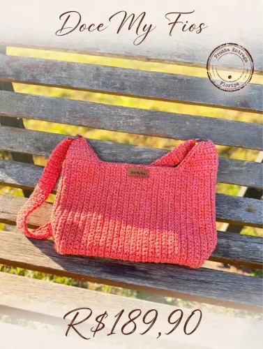 BOLSA BAGUETE CROCHÊ CORAL - DOCE MY FIOS