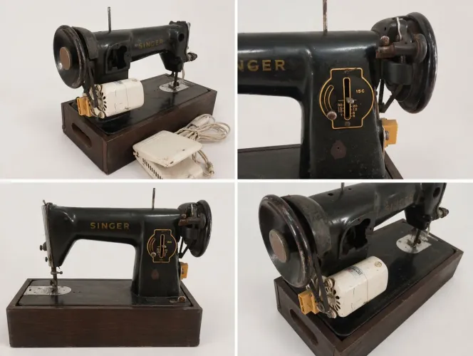 MMáquina de Costura Antiga Singer - Funcionando + base de Madeira