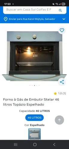 Forno a gás de embutir na caixa