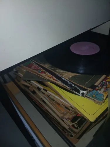 Discos variados e a maior parte arranhado
