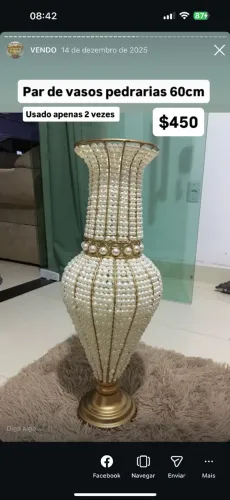PAR VASOS DE PÉROLAS PARA DECORAÇÃO