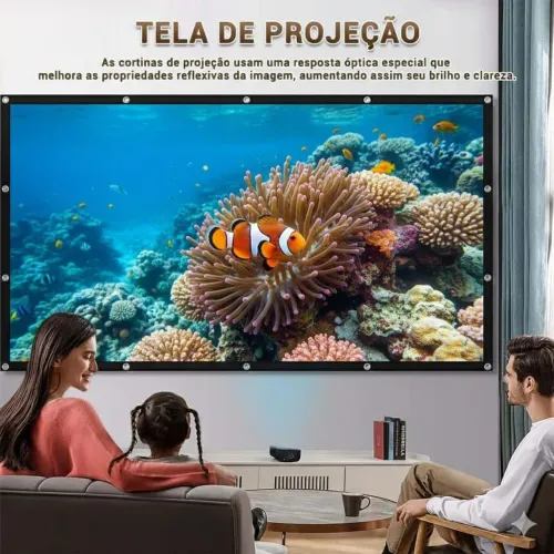 Telão pra projeção com 100 polegadas ideal para projetor hy320, hy300 entre outros tela