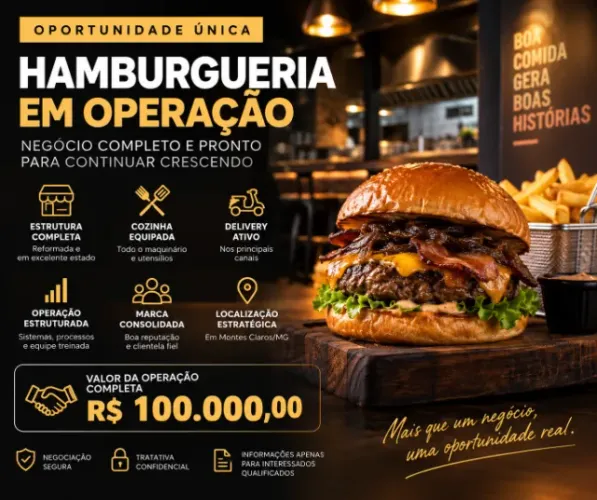 OPORTUNIDADE CONFIDENCIAL - HAMBURGUERIA EM OPERAÇÃO