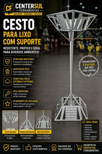 ? Lixeira Metálica com Cobertura - Resistente e Prática