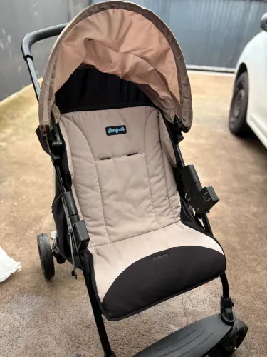 Carrinho de Bebê + Bebê Conforto Burigotto Ecco Travel System (Bege/Preto)