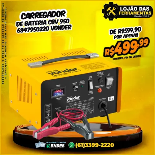 Carregador de Bateria CBV 950 6847950220 Vonder