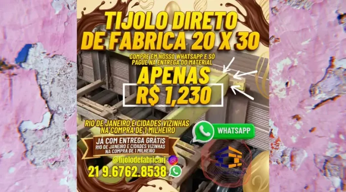 tijolo 8 furos 6 milheiros com entrega 