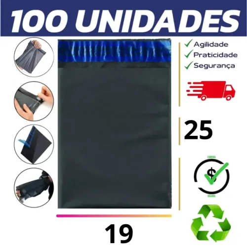 Envelope de Segurança 19x25 100un Envio Shopee Mercado Livre Amazon Correios Sedex 