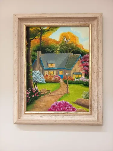 Pintura original em óleo sobre tela, intitulada Lugar de Aconchego.