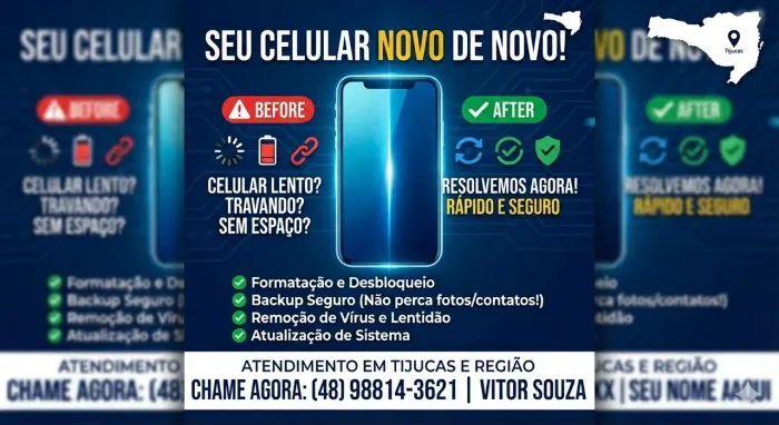 O CELULAR TRAVOU, FICOU LENTO OU SEM ESPAÇO? EU RESOLVO ISSO PRA VOCÊ AGORA EM TIJUCAS!