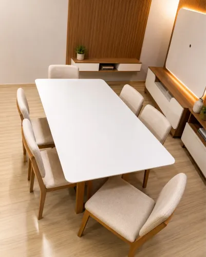 MESA DE JANTAR 160x90CM COM 6 CADEIRAS