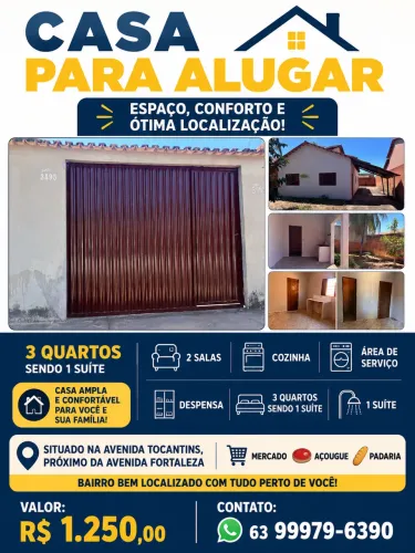 Alugo casa Av.Tocantins