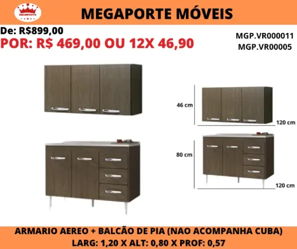 ARMÁRIO AÉREO + BALCÃO DE PIA 