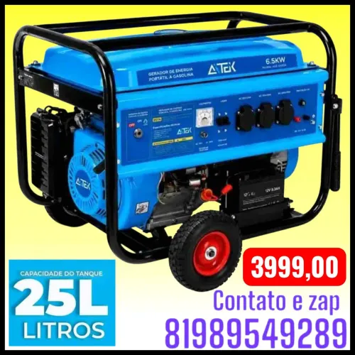 Gerador Gasolina 6500w Bivolt 50hz Avr Tanque 25l 4 Tempos