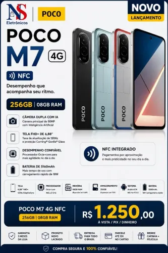 Xiaomi Poco M7 Prata Silver 8g 256gb Global Lacrado Entregamos Gratis