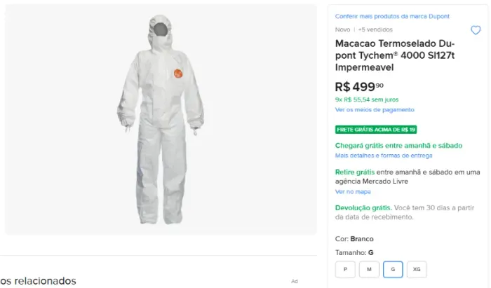 Macacão Tychem 4000 G