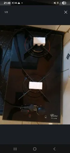 Cooktop a Gás Fischer 2 Bocas Fit Line Mesa Vidro Bivolt