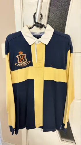 Polo Rugby Tommy Hilfiger Vintage Manga Longa Original