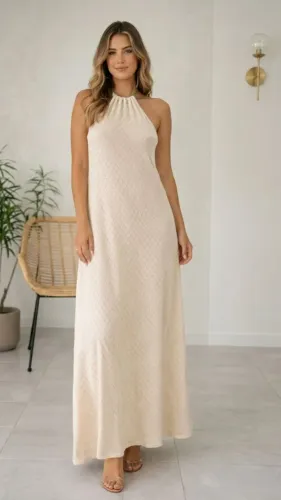 Vestido Areia Frente Única Tricô Feminino Novo | Frete Grátis