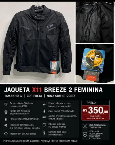 Jaqueta feminina motociclista 
