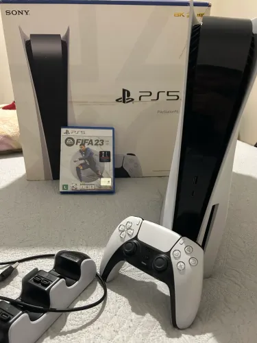 PS5 COM LEITOR + 1 CONTROLE + ACESSÓRIOS