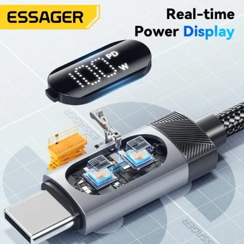 cabo essager 100w tipo C/ tipo C 1 metro led