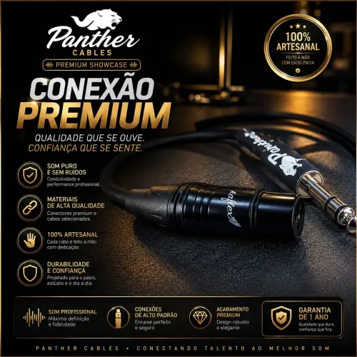 Cabo XLR fêmea x P10 estéreo 30 centímetros