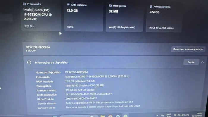 Notebook lenovo core i7