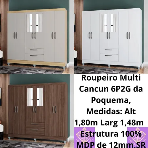 Roupeiro Multi Cancun Espelhos Poquema SR