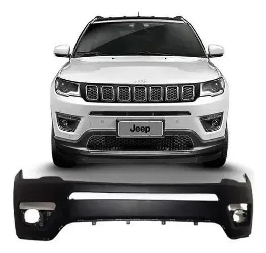 Parachoque Jeep Compass 2017 à 2021 - Superior Preto Flex - Furo Farol Auxiliar - Shin Mei