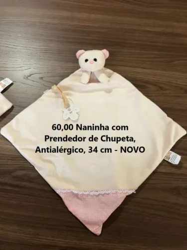 Naninha com Prendedor de Chupeta, Antialérgico, 34 cm - NOVO