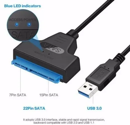 Adaptador USB 3.0 SATA III- HDD e SSD 2,5"