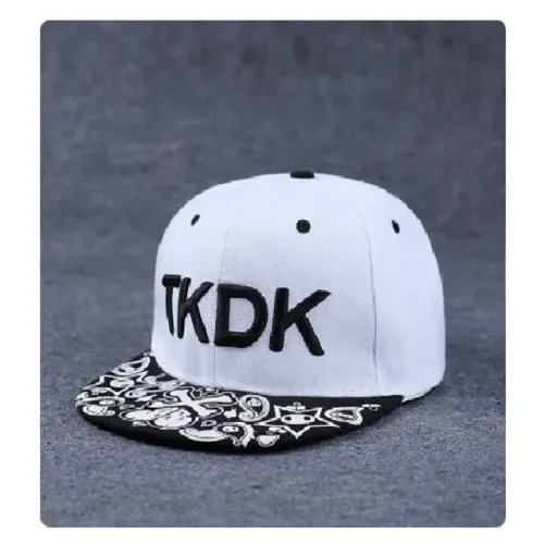 Boné estilo beisebol unisex, aba reta esportivo hip-hop casual cor branco