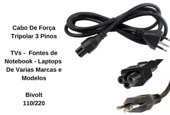 Cabo De Força Energia Tripolar Tv Fonte De Notebook Arduino Automação  COD-CP742  