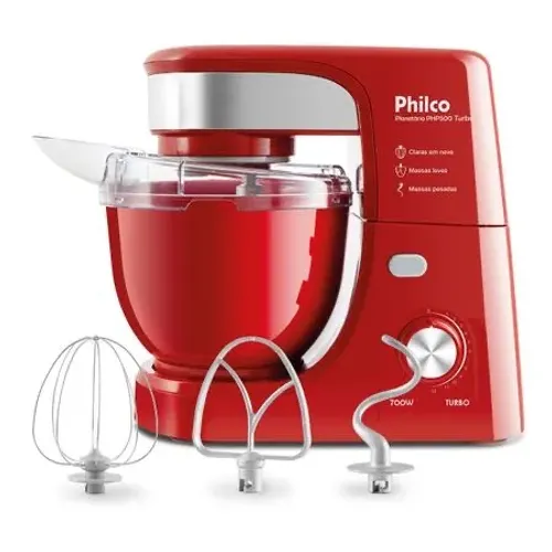 Batedeira Planetária Philco PHP500 Turbo 700W 12 Velocidades 4,5L - Nova