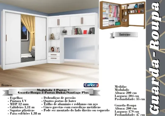 quarto roupeiro casal modulado armario