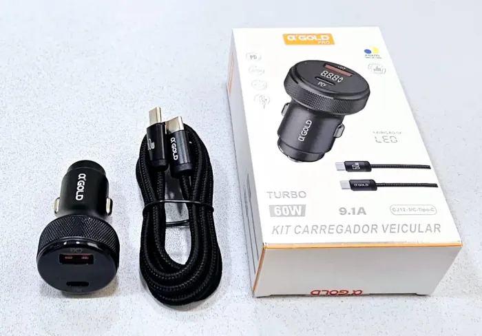 Carregador Veicular Turbo 60W O'Gold