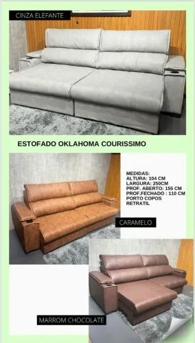 Sofá Retrátil Oklahoma Courissimo - Várias Cores