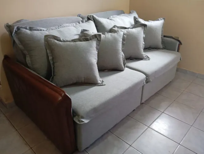 Sofá Retrátil sofá cama de 3 Lugares - Cinza