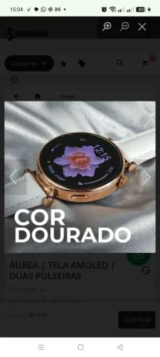 Smartwatch dourado a prova dágua