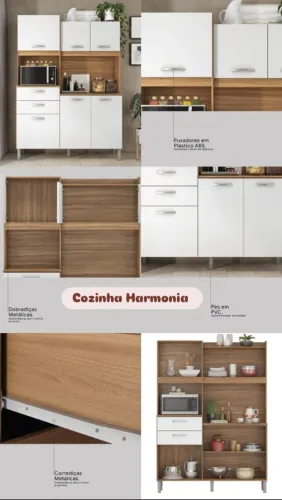 Armário de cozinha Harmonia Amêndola branco entrega e montagem grátis 