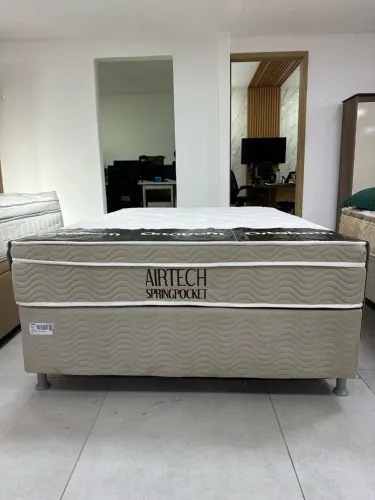Cama box casal e colchão Ortobom